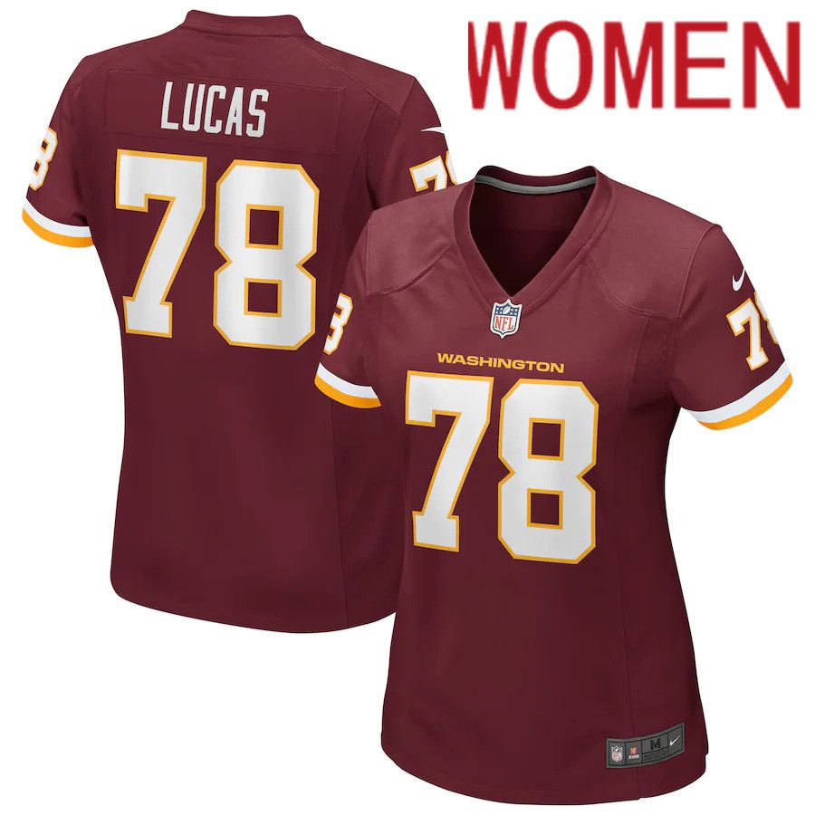 Women Washington Redskins #78 Cornelius Lucas Nike Burgundy Game Player NFL Jersey